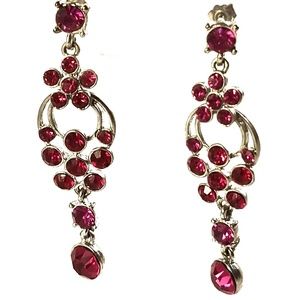 Pink flower Crystal earrings